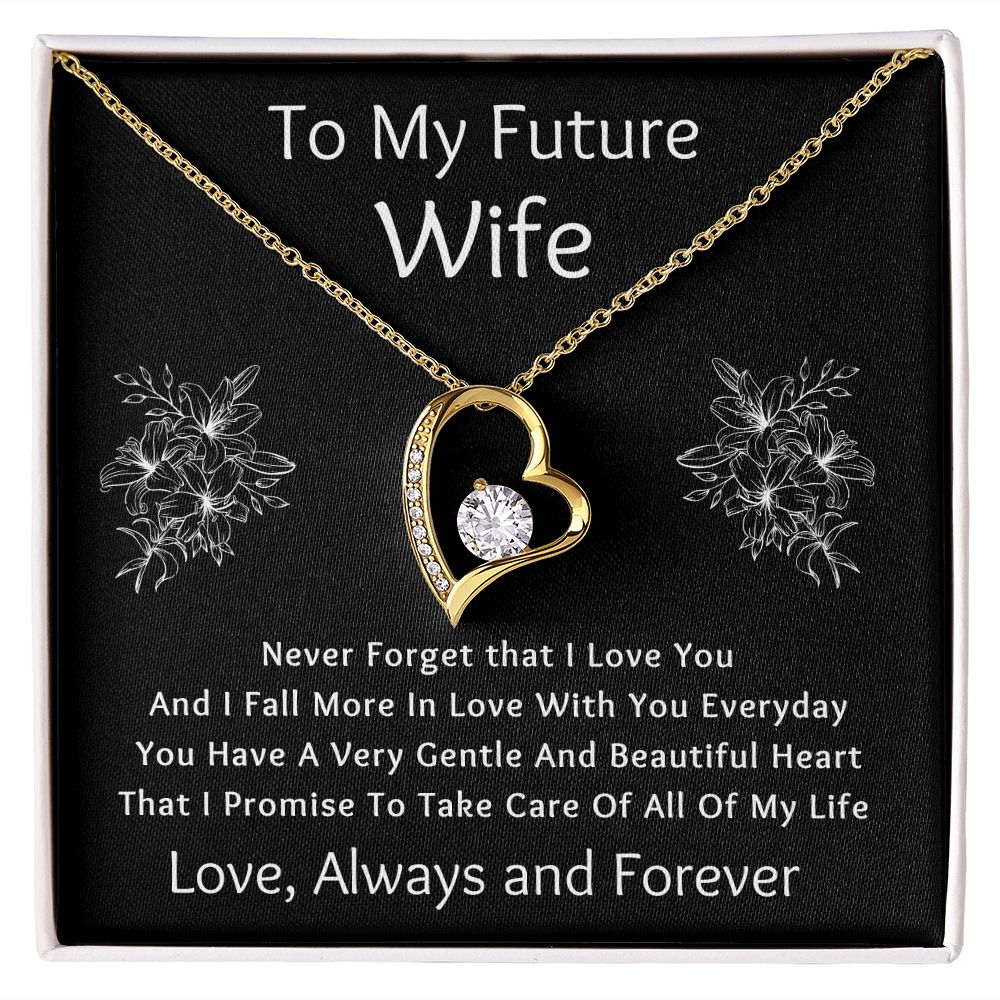 Forever Love Necklace, Gift for Future Wife / Fiancé - Black - Valentines, Birthday, Christmas, Wedding