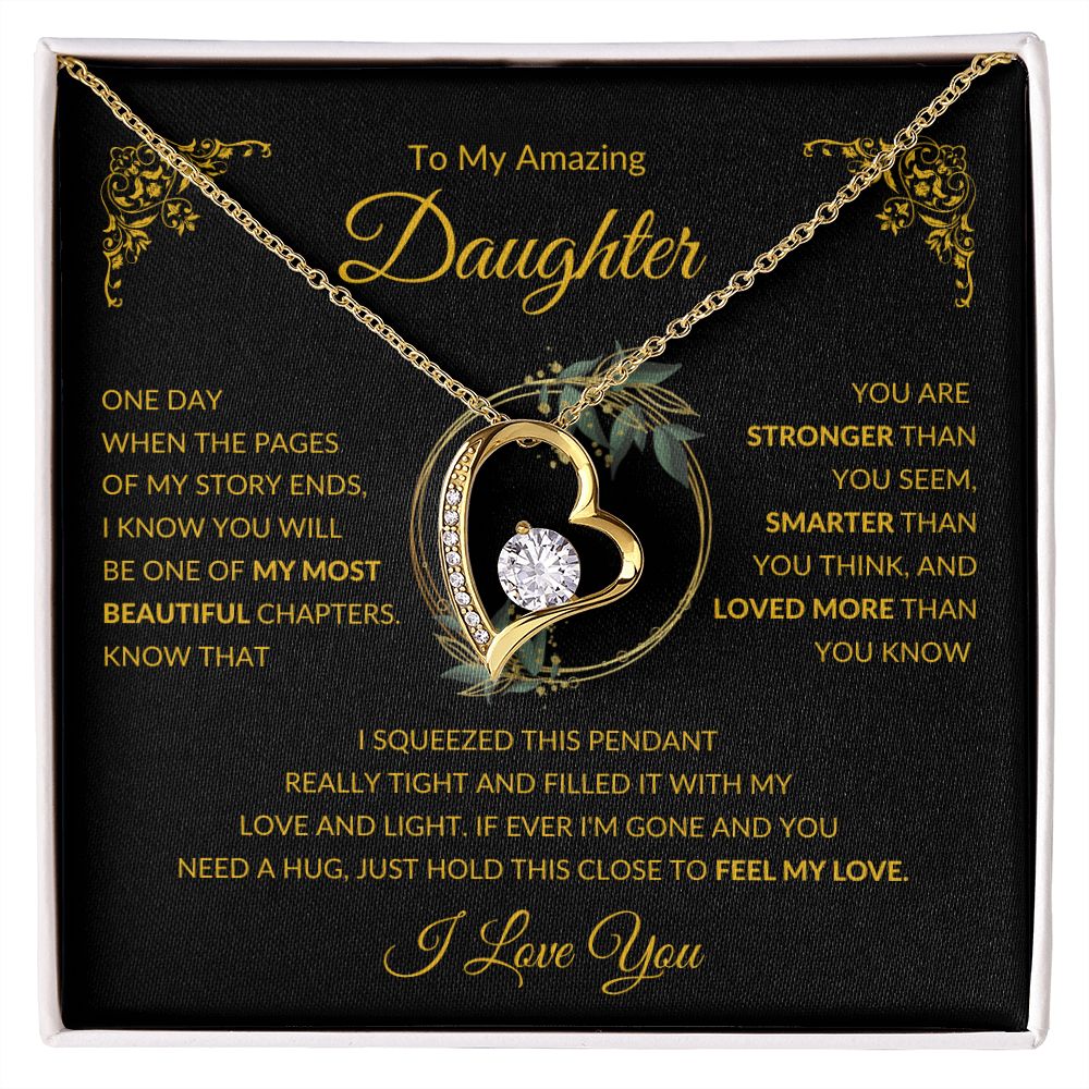 Forever Love Heart Necklace, GIFT TO DAUGHTER from Mom or Dad - I Love You