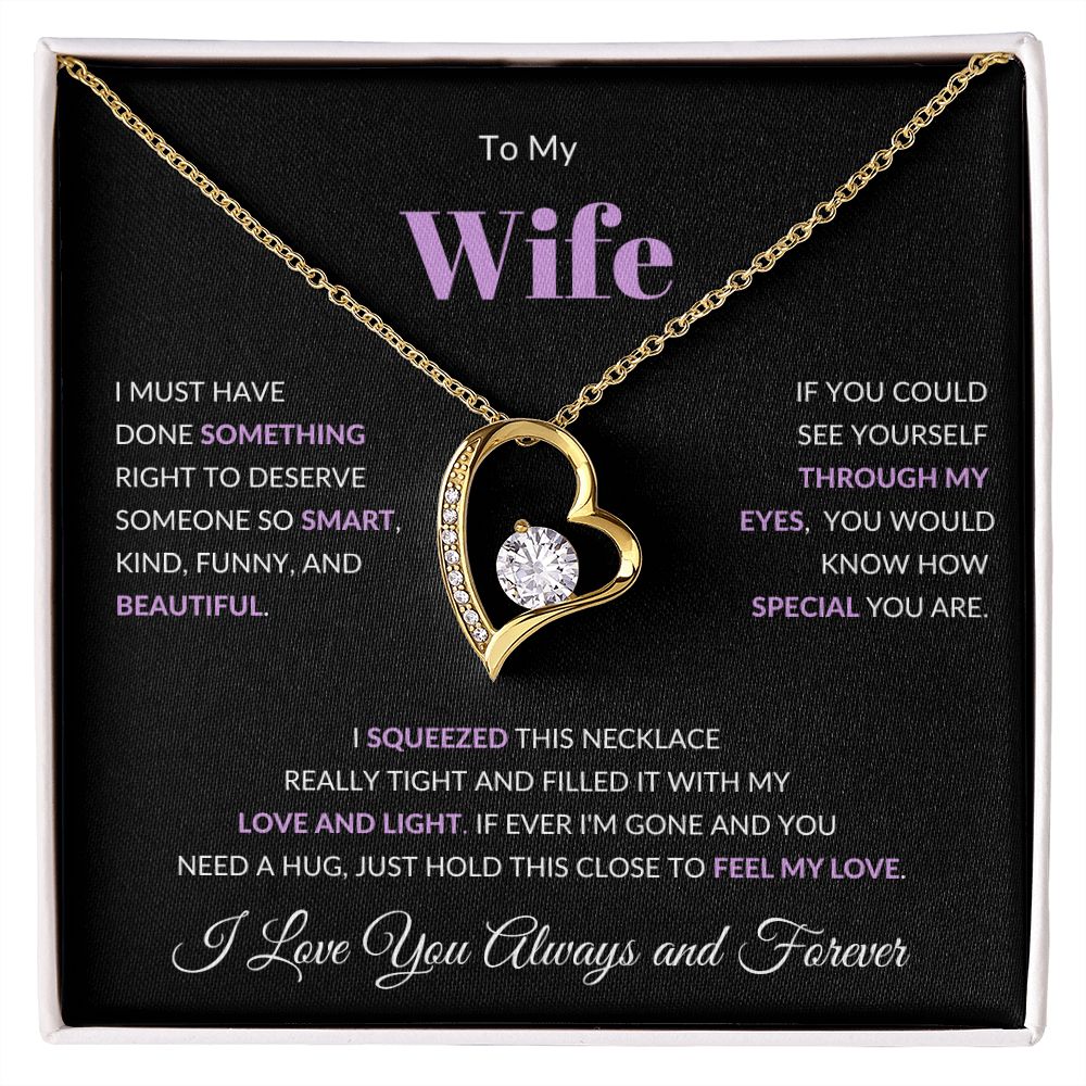 Forever Love Heart Necklace, GIFT TO WIFE - I Love You Purple