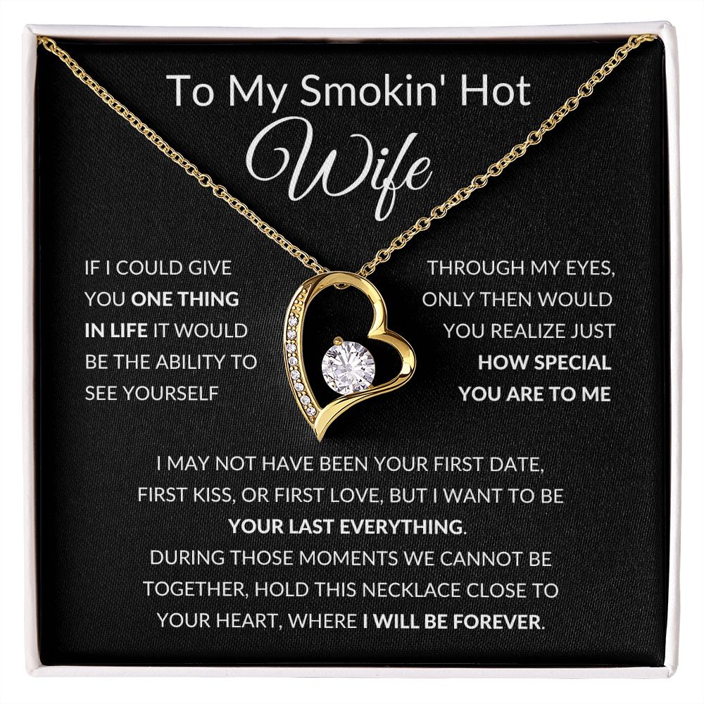 Forever Love Heart Necklace, Gift to Smokin Hot Wife - Black