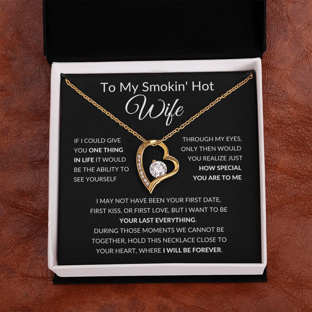Forever Love Heart Necklace, Gift to Smokin Hot Wife - Black