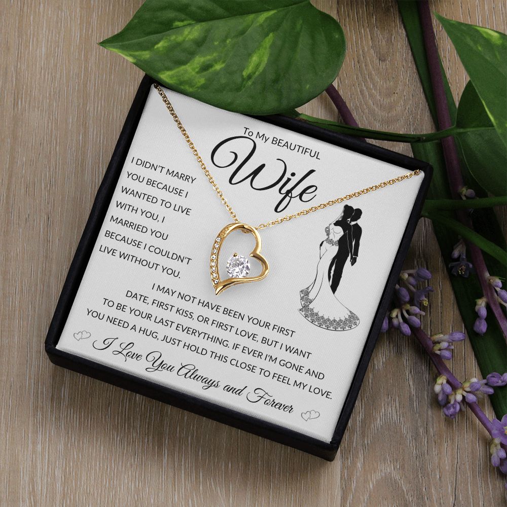 Forever Love Heart Necklace , GIFT TO WIFE - Can't Live Without You, Black Image