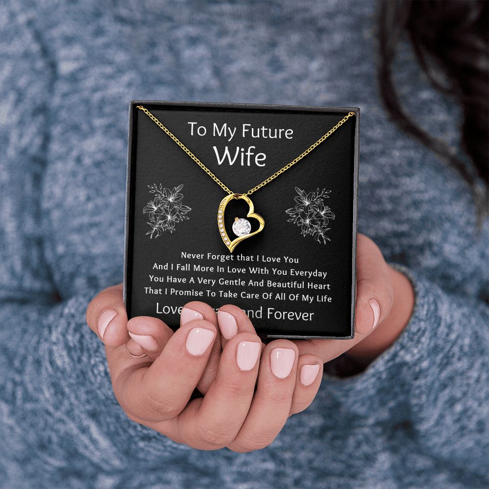 Forever Love Necklace, Gift for Future Wife / Fiancé - Black - Valentines, Birthday, Christmas, Wedding
