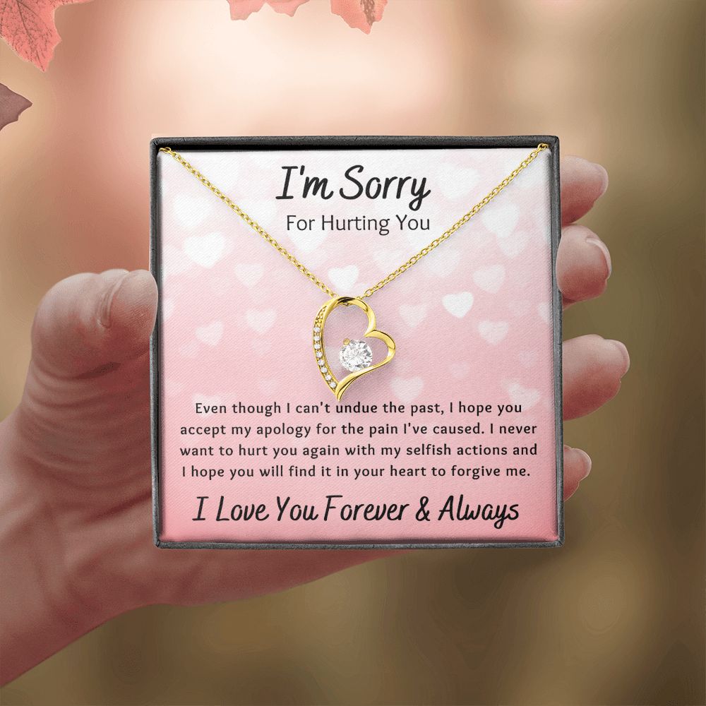Forever Love Necklace, I'm Sorry Apology Gift for Girlfriend, Wife, Soulmate, Ex, Mom, Sister, Friend - Pink Hearts