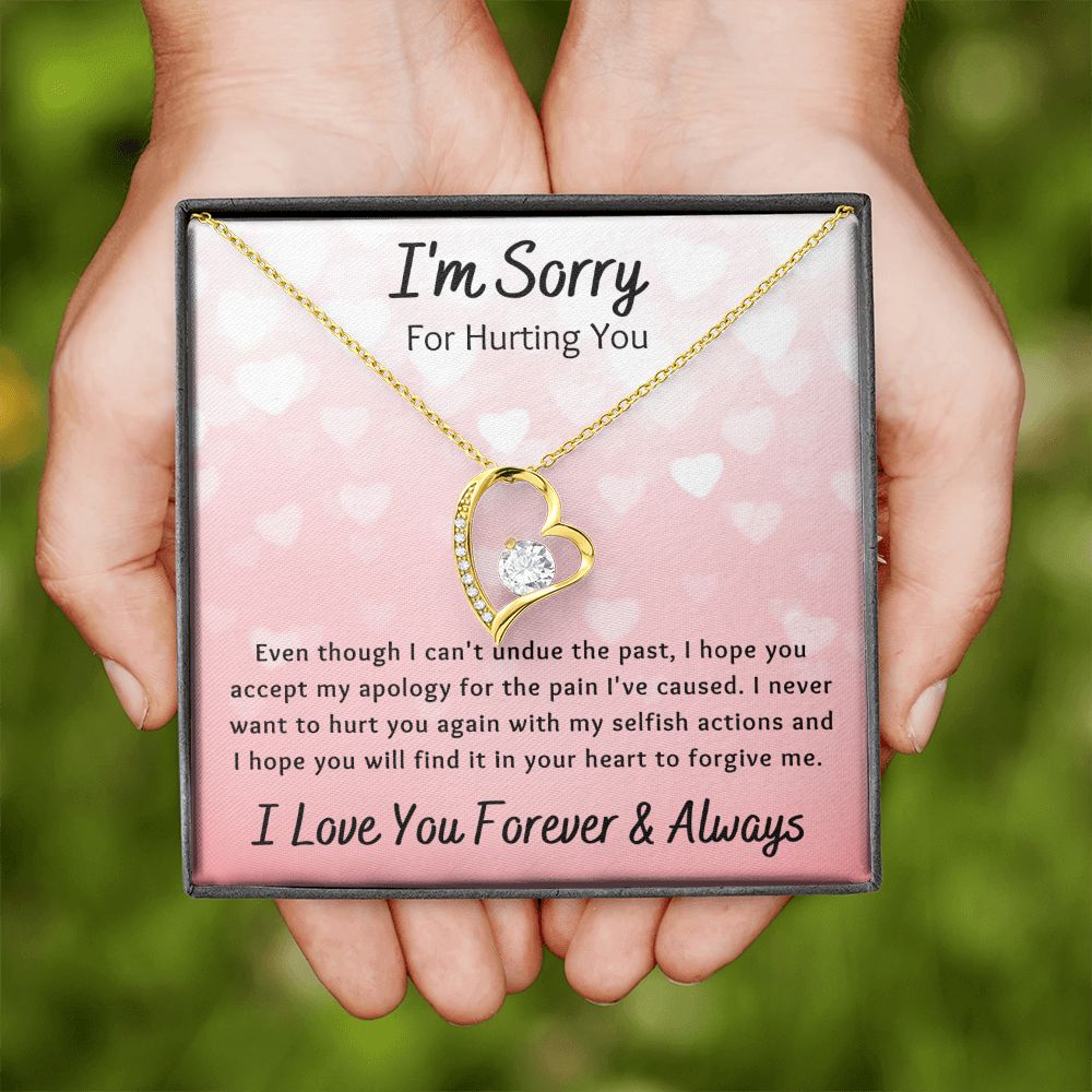 Forever Love Necklace, I'm Sorry Apology Gift for Girlfriend, Wife, Soulmate, Ex, Mom, Sister, Friend - Pink Hearts
