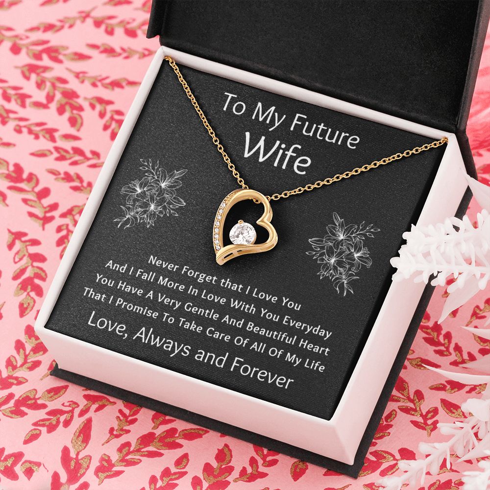 Forever Love Necklace, Gift for Future Wife / Fiancé - Black - Valentines, Birthday, Christmas, Wedding