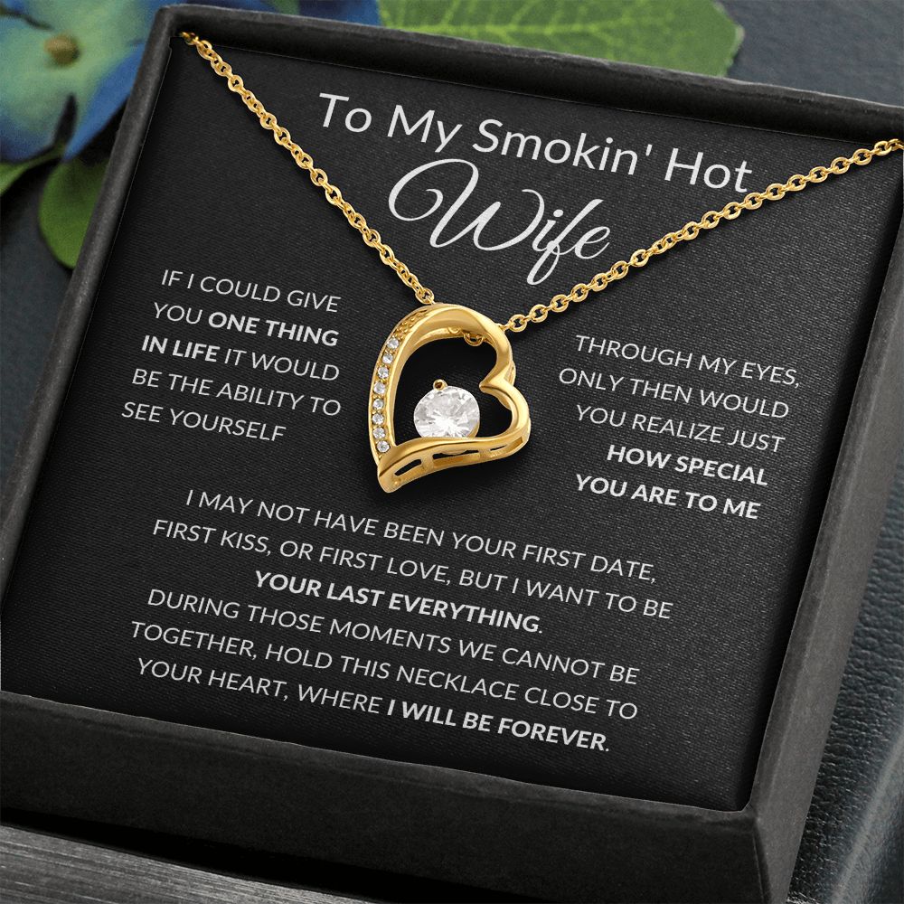 Forever Love Heart Necklace, Gift to Smokin Hot Wife - Black