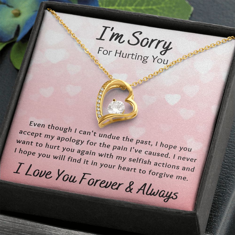 Forever Love Necklace, I'm Sorry Apology Gift for Girlfriend, Wife, Soulmate, Ex, Mom, Sister, Friend - Pink Hearts