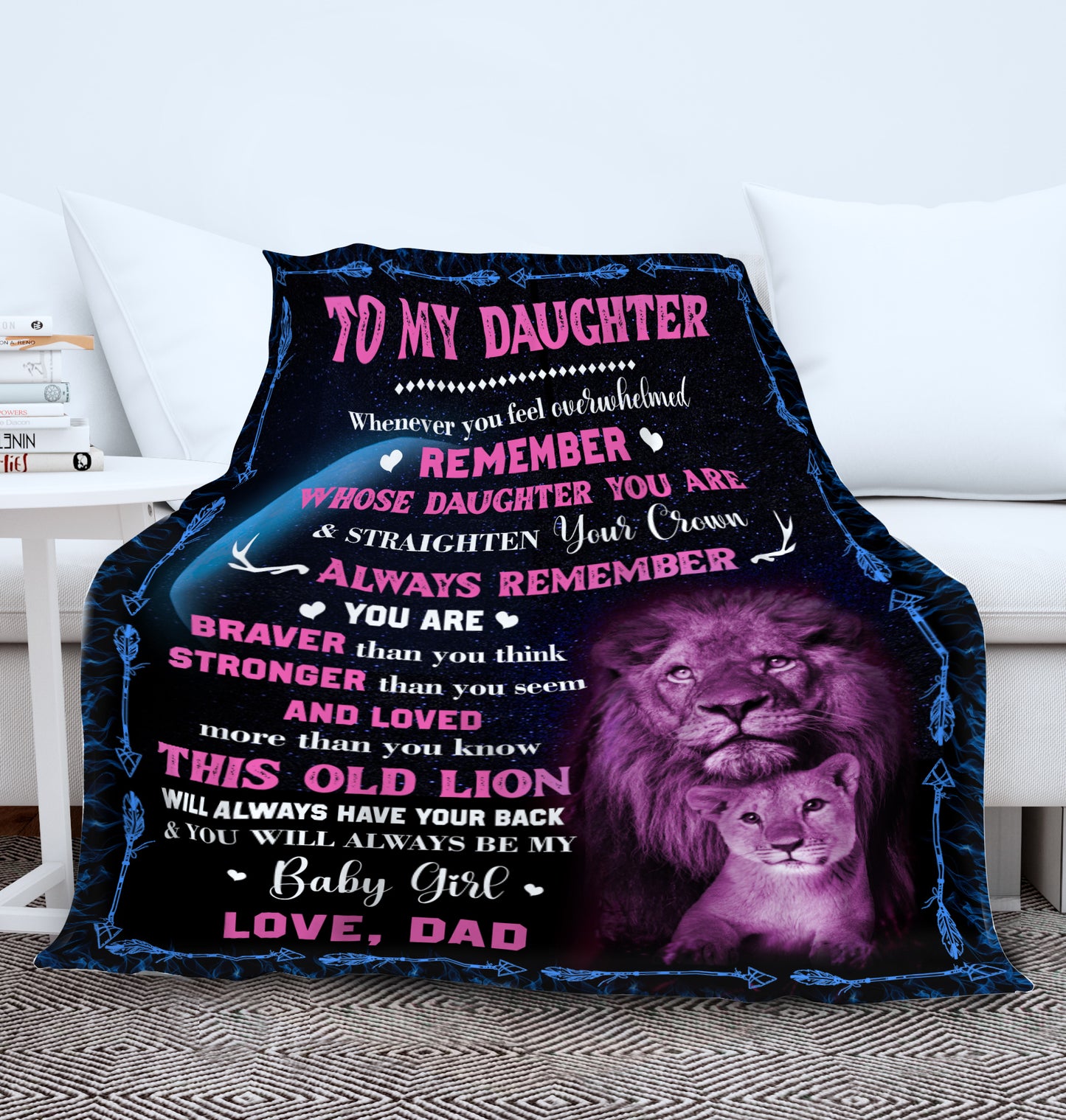 Daughter Lion Blanket from Dad - Pink