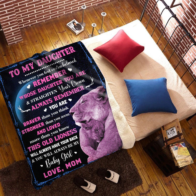 Daughter Lion Blanket from Mom - Pink