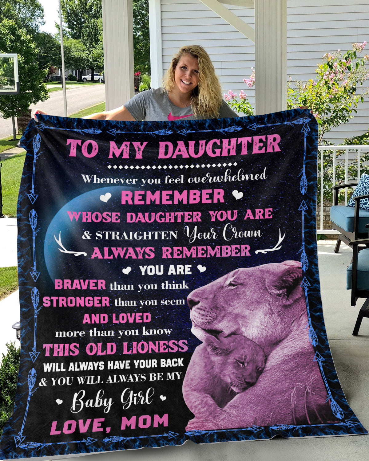 Daughter Lion Blanket from Mom - Pink