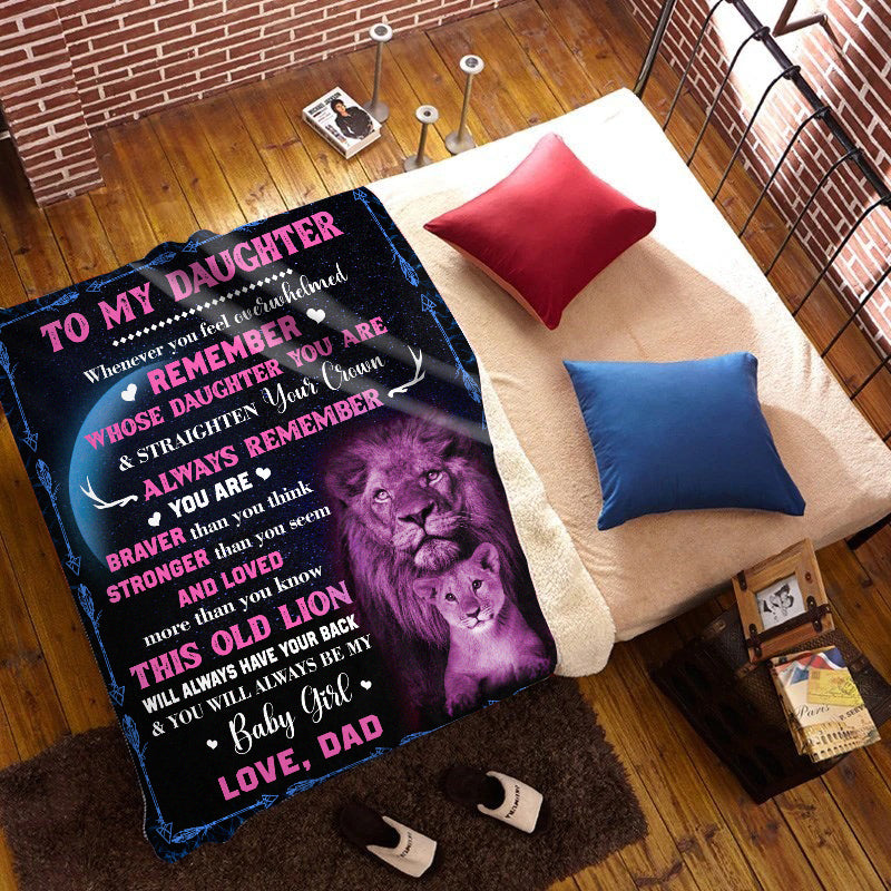 Daughter Lion Blanket from Dad - Pink