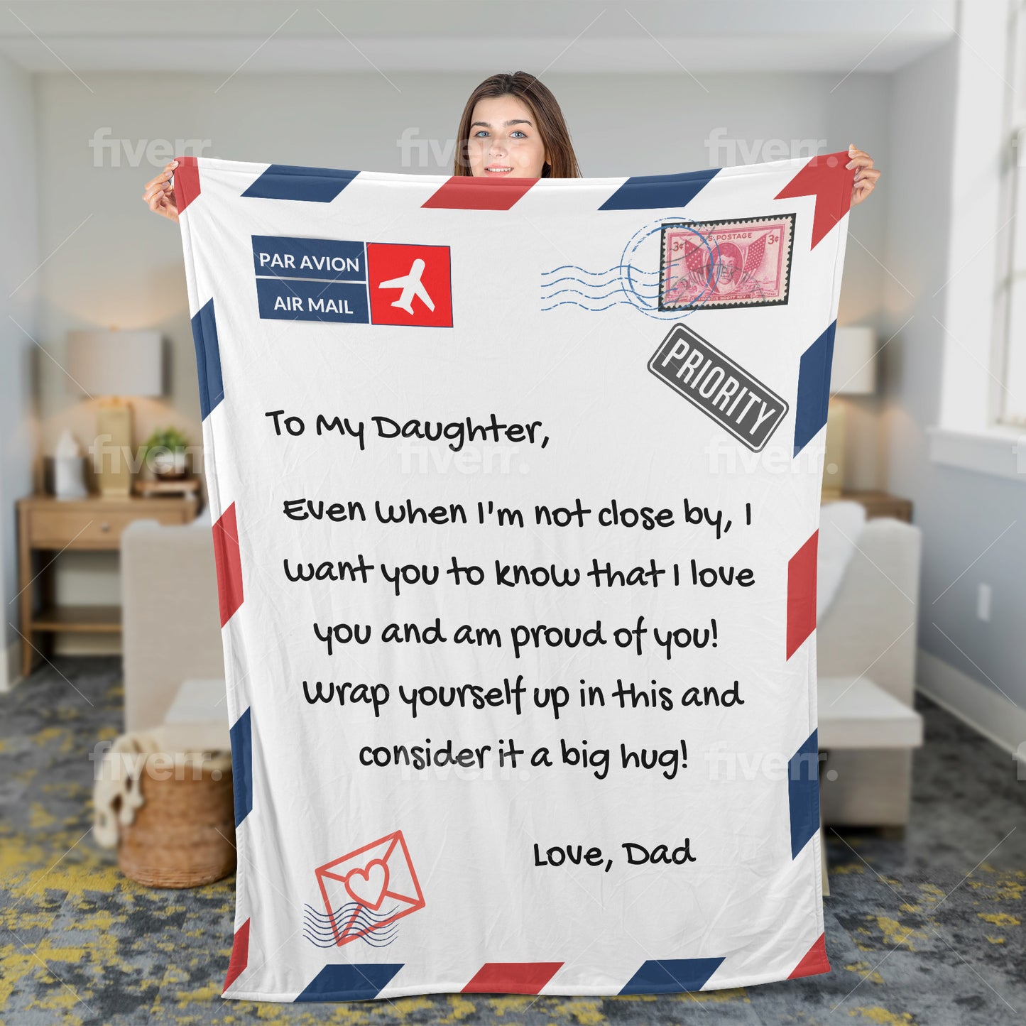 Daughter Throw Blanket from Dad - Cozy Plush Fleece Blanket - 50x60 in.